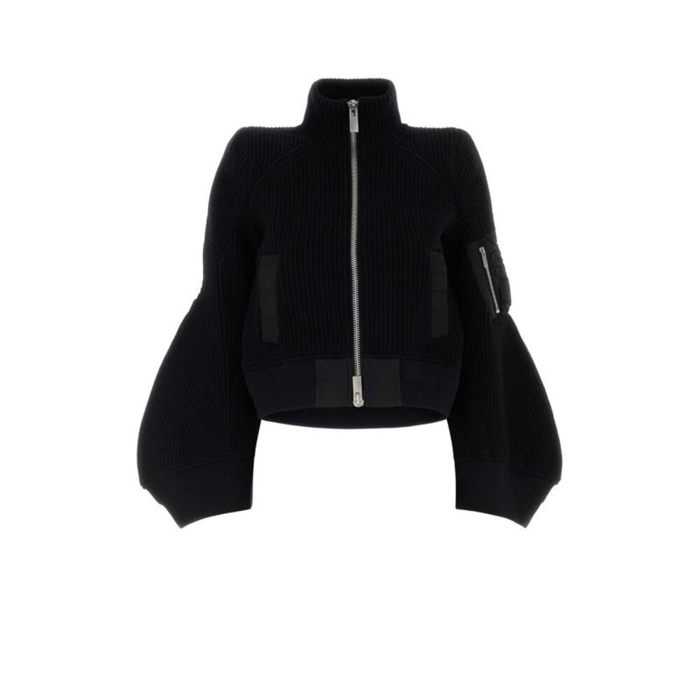 Sacai Women Black Wool Cardigan